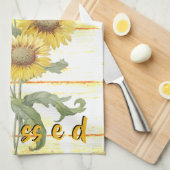 Zonnebloemen zonder blozen op hout theedoek (Quarter Fold)