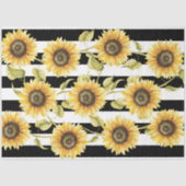 Zonnebloemen Zwart en Wit Gestreepte Tissuepapier (Voorkant)
