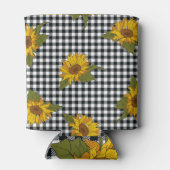 Zonnebloemen, zwarte witte buffel check, bloemenkl blikjeskoeler (Achterkant)