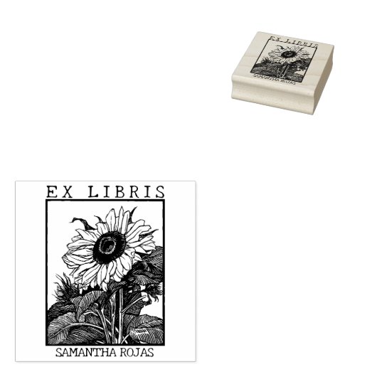  Zonnebloemenboek Ex Libris Rubberstempel (Gestempeld)