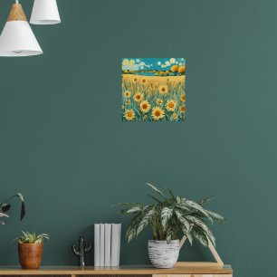Zonnebloemenlandschap in Van Gogh Stijl Poster