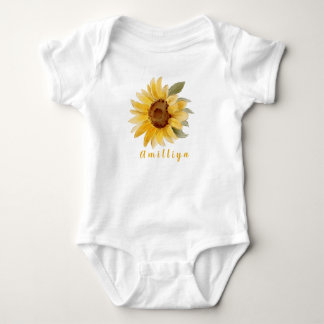 Zonnebloemenprint Gepersonaliseerde naam Schattige Romper