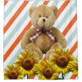 Zonnebloemenstreep Teddy Bear Douchegordijn (Voorkant)