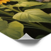 Zonnebloementuin 12 vogelhuisjes Blauwe vogels Poster (Hoek)