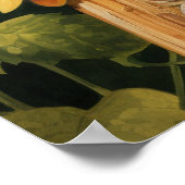 Zonnebloementuin 6 Vogelhuisjes Blauwe Vogels Poster (Hoek)