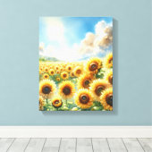 Zonnebloementuin - Sunflower Wall Art Canvas Afdruk (Insitu (Houten vloer))