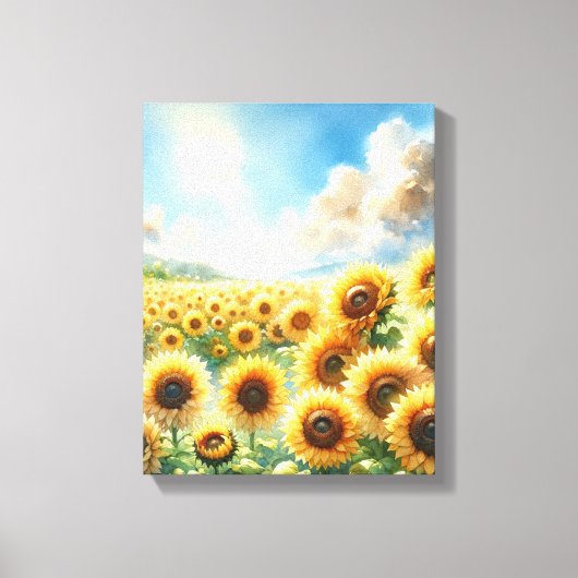 Zonnebloementuin - Sunflower Wall Art Canvas Afdruk (Voorkant)