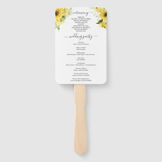 Zonnebloementuin Trouwprogramma Fan Handwaaier (Achterkant)