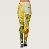 Zonnebloemenveld Antiek geel ontwerp Leggings (Achterkant)