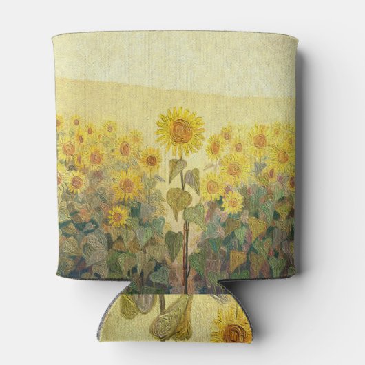 Zonnebloemenveld: olieverftextuur. blikjeskoeler (Achterkant)