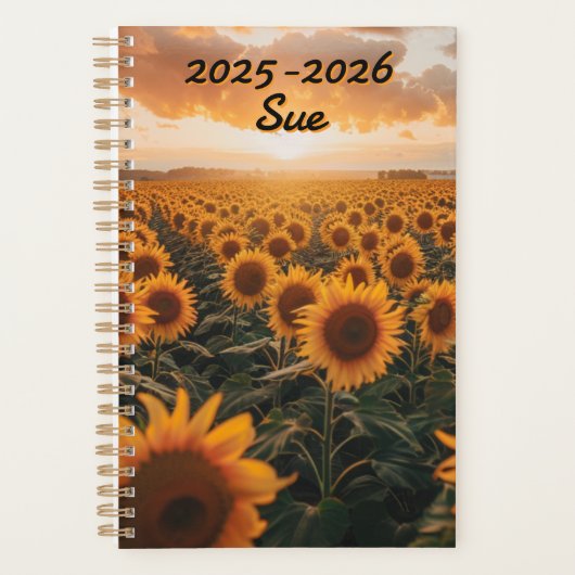 Zonnebloemenveld Zonsondergang Uitzicht Planner (Voorkant)