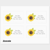 Zonnebloemetiket met handgeschilde Waterverf Rechthoekige Sticker (Vel)
