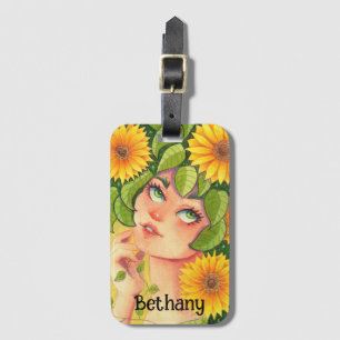 Zonnebloemfee Gepersonaliseerd Bagagelabel