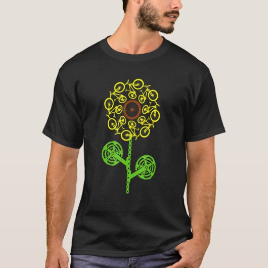 Zonnebloemfietsenfietsenkringloop, kettingstang t-shirt (Voorkant)