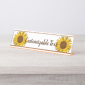 Zonnebloemgele bloem bureau naambordje (Voorkant)
