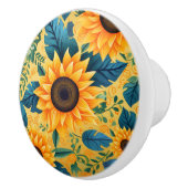 Zonnebloemgele bloem keramische knop (Rechts)