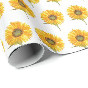 Zonnebloemgele florale waterverf Summer Rustic W Cadeaupapier