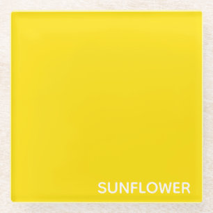 Zonnebloemgele kleurnaam glazen onderzetter