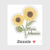 Zonnebloemgele naam, aangepast sticker (Vel)