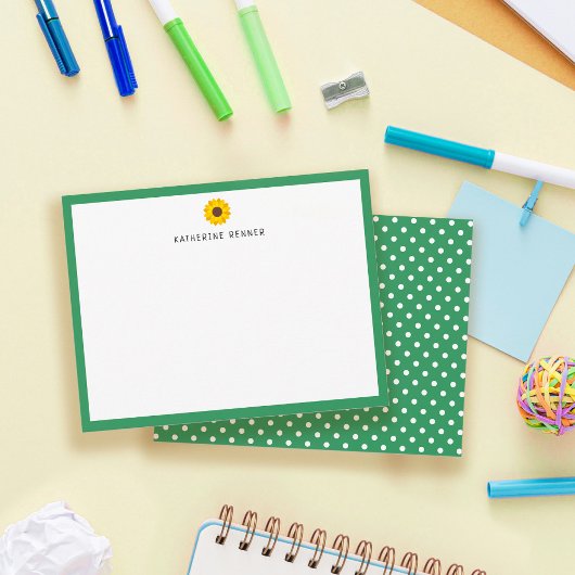 Zonnebloemgroene rand, speciaal aangepast bedankkaart