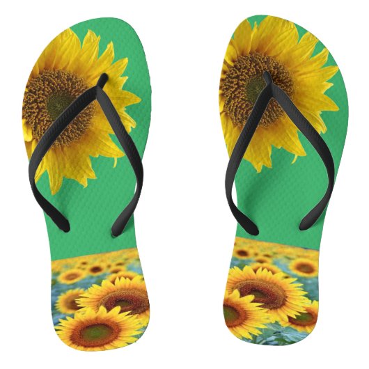 Zonnebloemgroene Teenslippers (Voetbed)