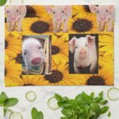 Zonnebloemhanddoek, Pig Kitchen Theedoek (Gevouwen)