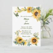 Zonnebloemhart: Gepersonaliseerde bruiloft uitnodi Kaart (Staand voorkant)