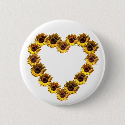 Zonnebloemhart Ronde Button 5,7 Cm (Voorkant)