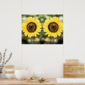 Zonnebloemharten uit liefde poster (Keuken)