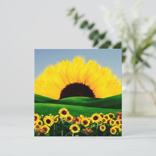 ZONNEBLOEMHEUVEL FEESTDAGENKAART (Staand voorkant)