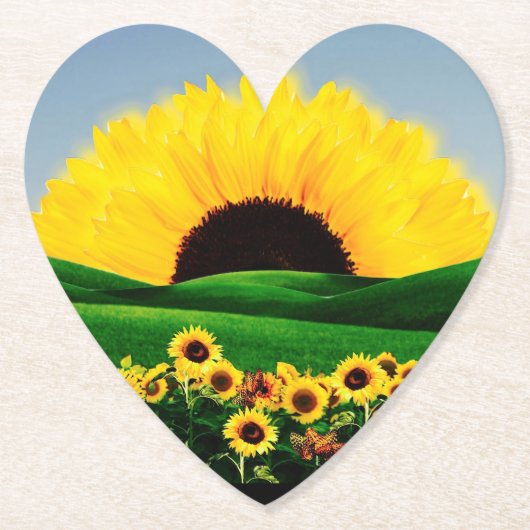 ZONNEBLOEMHEUVEL KARTONNEN ONDERZETTERS (Voorkant)