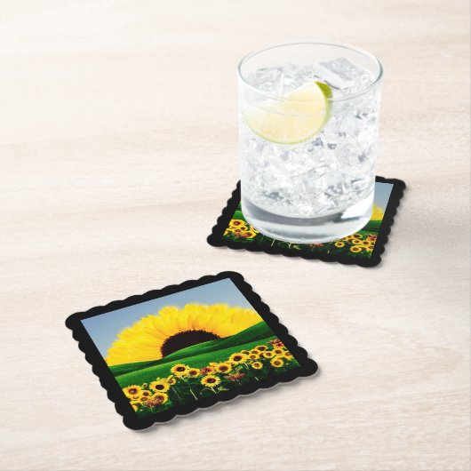 ZONNEBLOEMHEUVEL KARTONNEN ONDERZETTERS (Insitu)