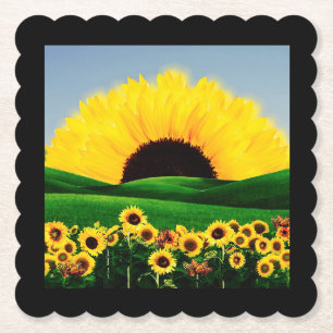 ZONNEBLOEMHEUVEL KARTONNEN ONDERZETTERS