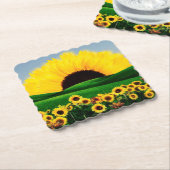 ZONNEBLOEMHEUVEL KARTONNEN ONDERZETTERS (Gebogen)
