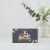 Zonnebloemhonden van Navy Brown Pet Sitter Visitekaartje (Staand voorkant)