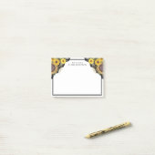 Zonnebloemkant van het bureau van post-it® notes (Op bureau)