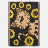 Zonnebloemkat Throw Blanket Deken (Voorkant Verticaal)