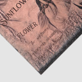 Zonnebloemketch Sepia Antiek Ephemera Tissuepapier (Detail)