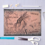 Zonnebloemketch Sepia Antiek Ephemera Tissuepapier (Craft)