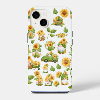 Zonnebloemkoffer | Gnome Spring iPhone 14 Hoesje