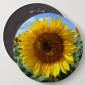 Zonnebloemkolossale ronde badge button 6,0 cm (Voorkant /achterkant)