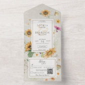  Zonnebloemkool QR-code All In One Uitnodiging (Binnen)