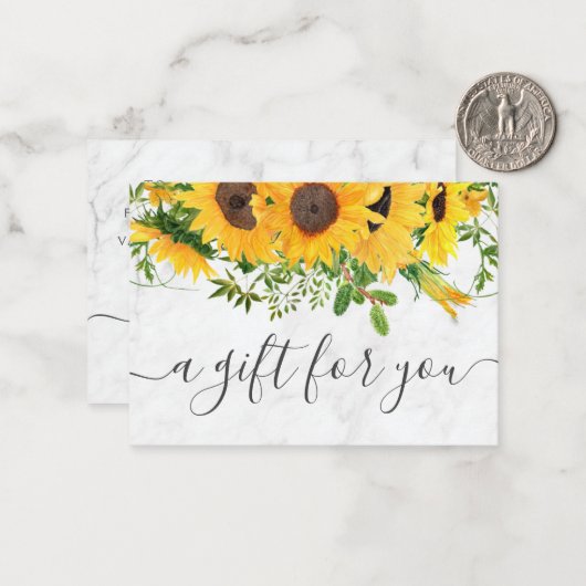 Zonnebloemkool voor kleine bedrijven Cadeaubon Notitiekaartje (Voorkant / Achterkant in situ)