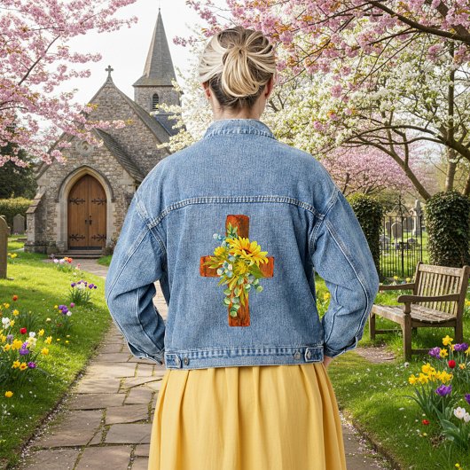 Zonnebloemkruis Denim Jacket