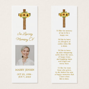 Zonnebloemkruis Foto Funeral Boeklegger Mini Visitekaartjes