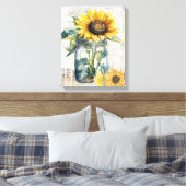 Zonnebloemkunst - ingepakt doek canvas afdruk (Insitu (Slaapkamer))