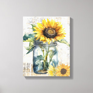 Zonnebloemkunst - ingepakt doek canvas afdruk