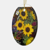 Zonnebloemlachteraarster Keramisch Ornament (Links)