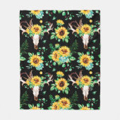 Zonnebloemland in zwart fleece deken (Voorkant)