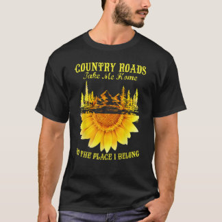 Zonnebloemlandwegen brengen me naar huis grappige t-shirt